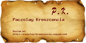 Paczolay Kreszcencia névjegykártya